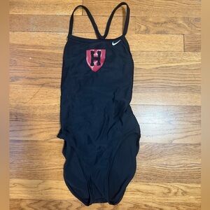 Nike Black One Piece Swimsuit with Red Harvard Shield